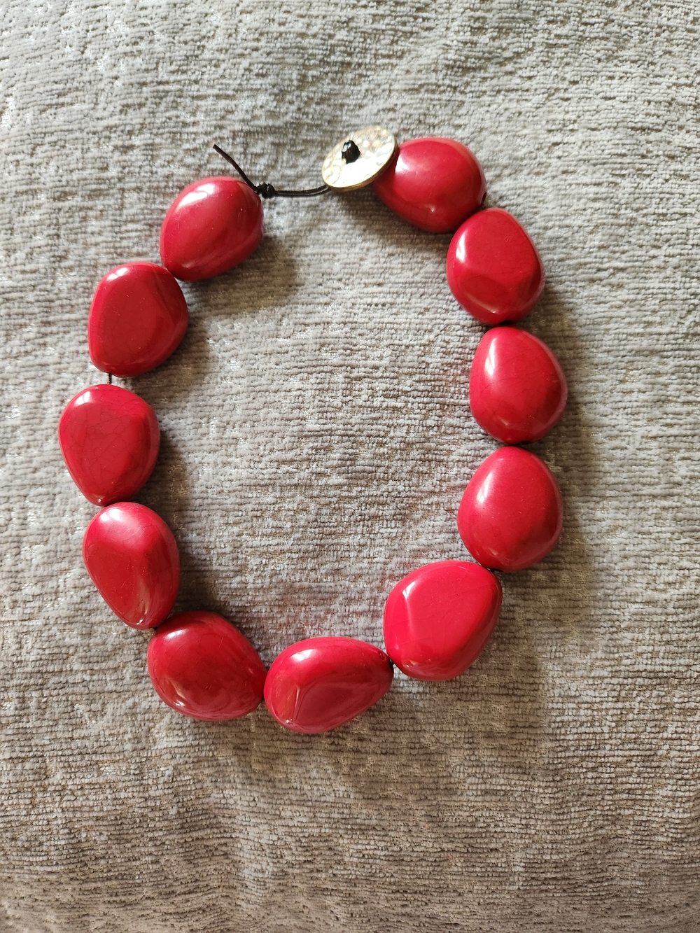 Bold Red Statement Bead Necklace